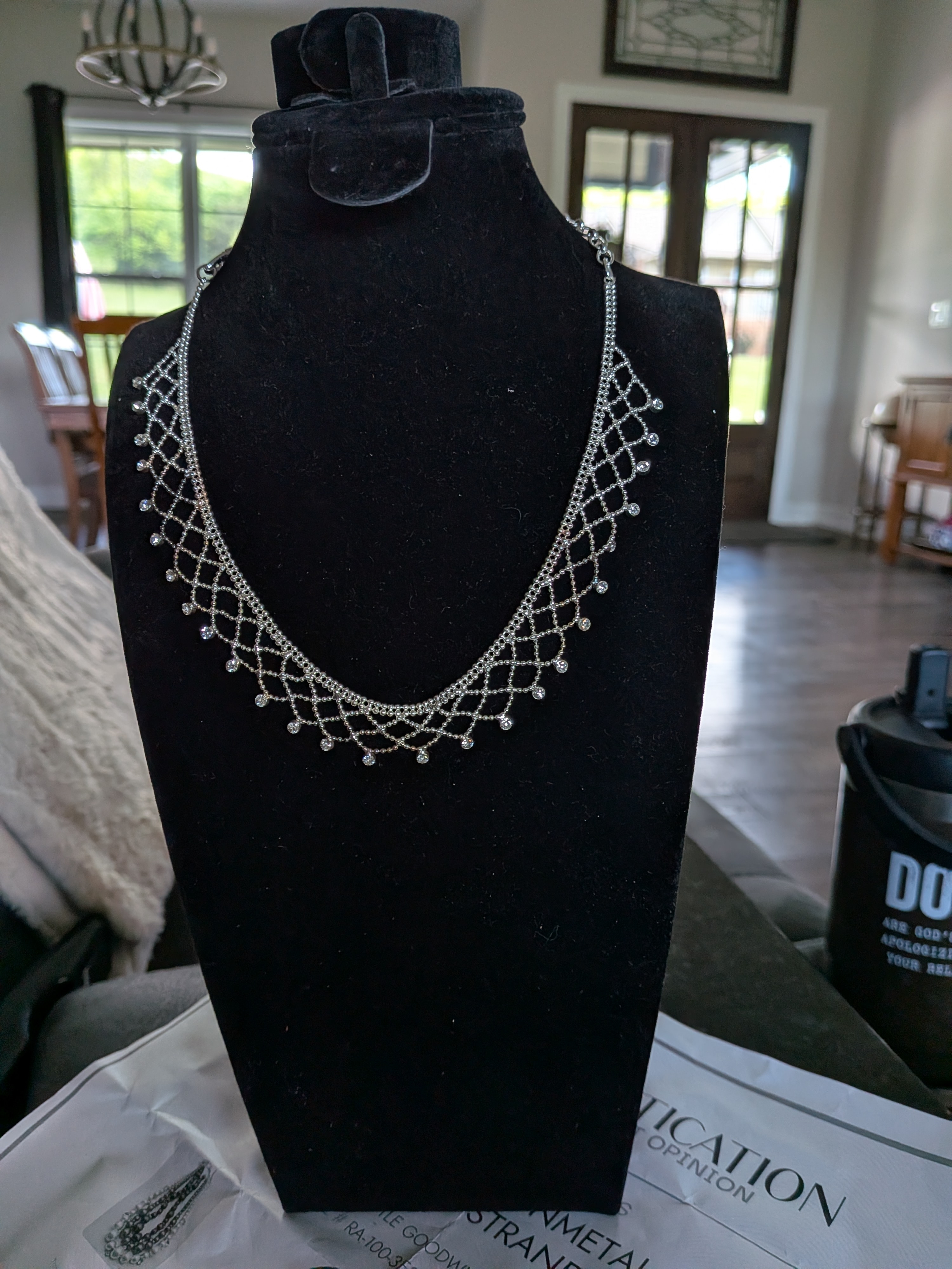 Givenchy Vintage Swarovski Crystals Mesh Collar Necklace